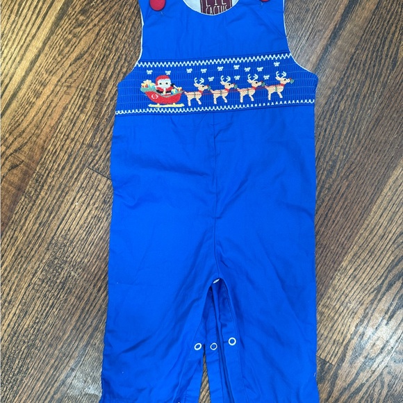 Lil Cactus Christmas Overalls with Santa and Reindeer - Picture 1 of 3